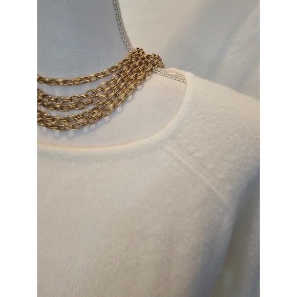 Mod X Womens Soft Stretchy White Sweater Wide Cuffs Crew Neck Size XL - Picture 3 of 6